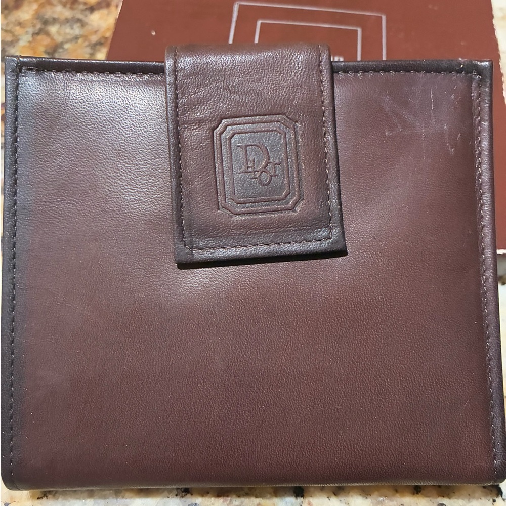 Vintage Dior Dark Brown Leather Bi-fold wallet